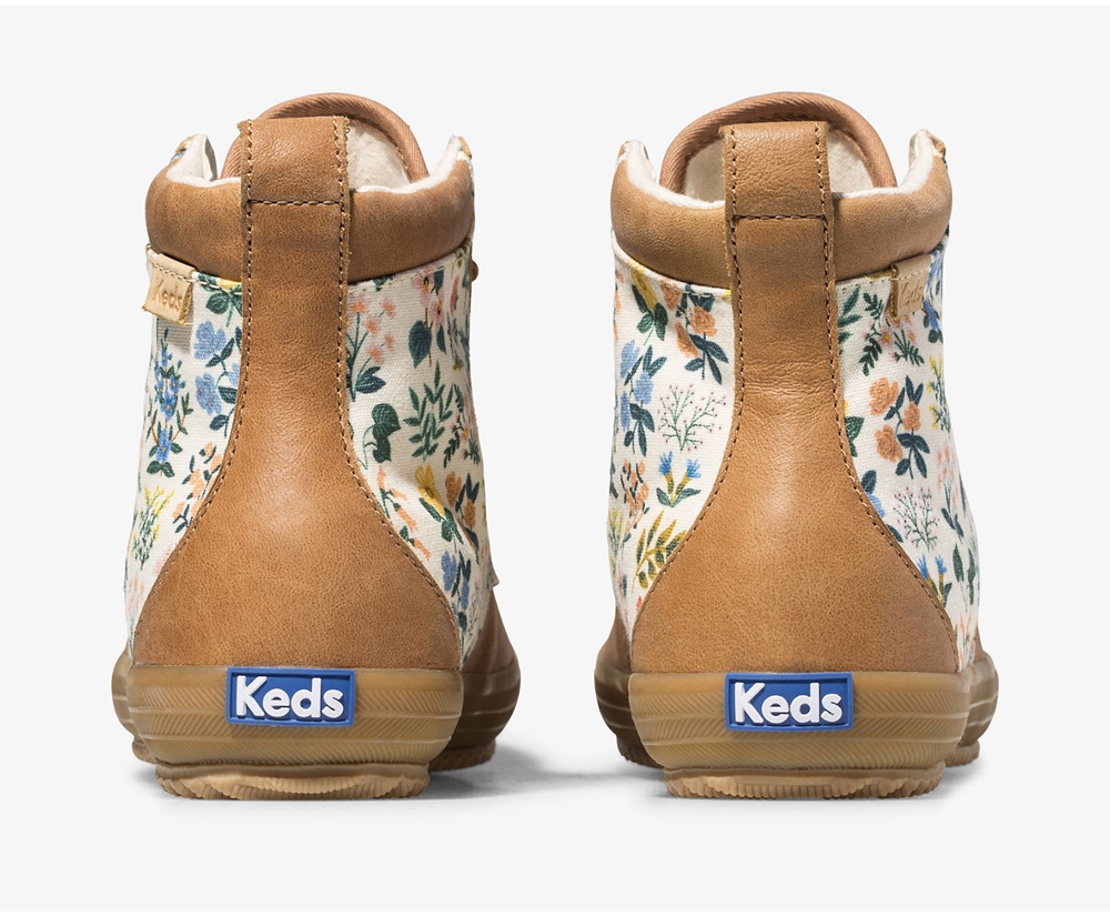 Botas Keds Mujer Marrones - Rifle Paper Co. Scout Cuero Wildflower W/ Thinsulate - 982-HPRNBC